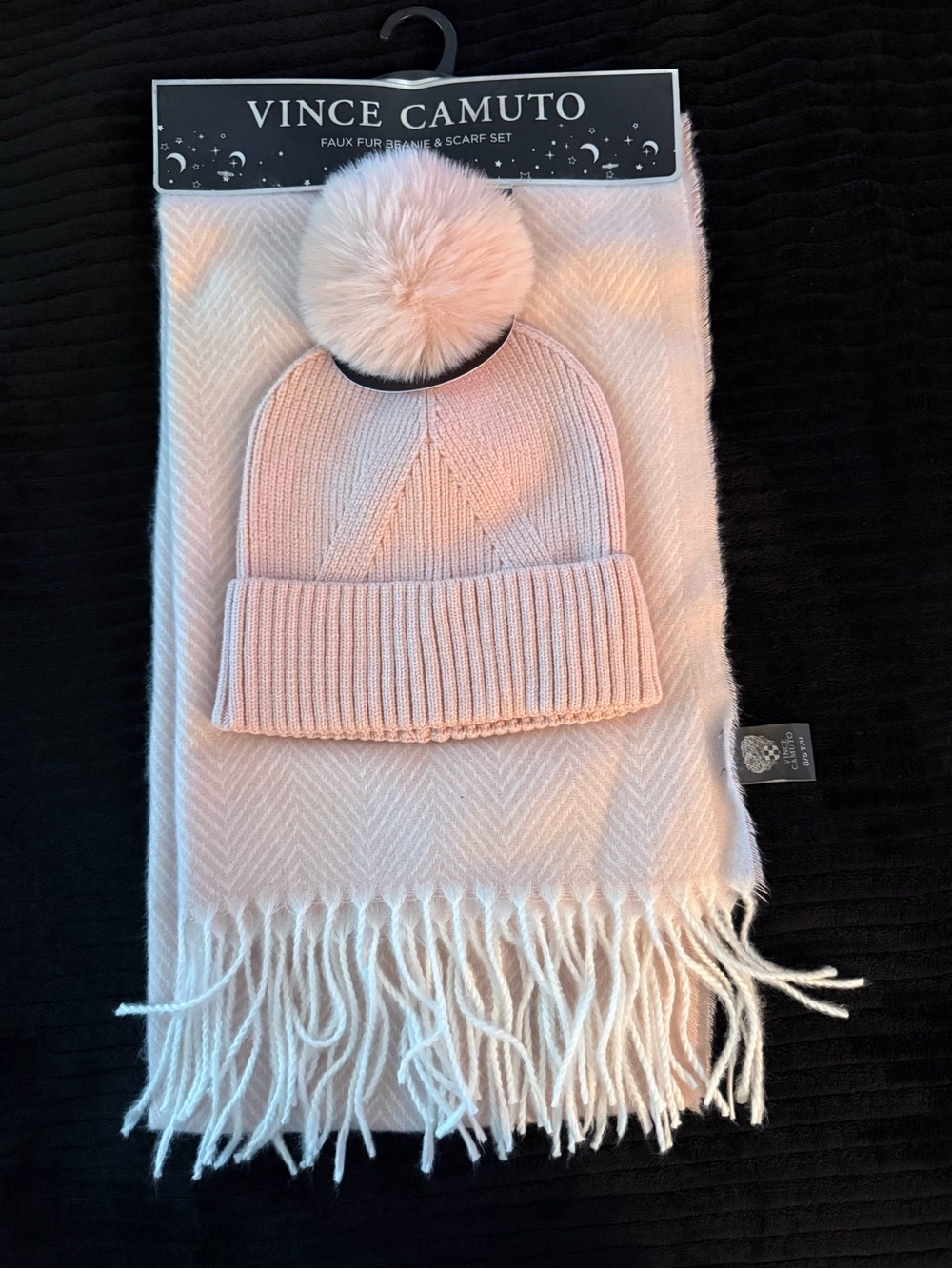 Nordstrom Vince Camuto Blush Faux Fur Pom Beanie & Scarf Set